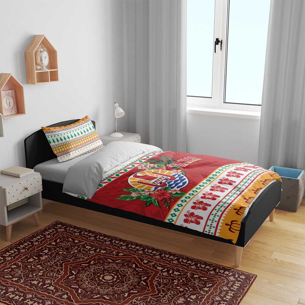 French Polynesia Christmas Bedding Set Coat Of Arms Merry Xmas LT05 - Polynesian Pride
