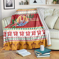 French Polynesia Christmas Blanket Coat Of Arms Merry Xmas LT05 Red - Polynesian Pride