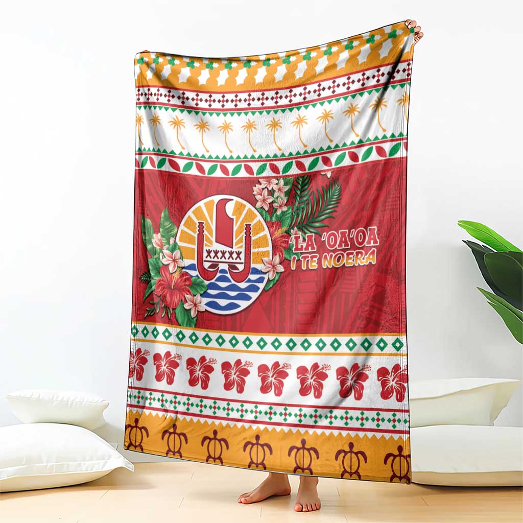 French Polynesia Christmas Blanket Coat Of Arms Merry Xmas LT05 - Polynesian Pride