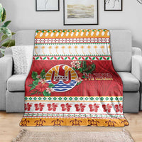 French Polynesia Christmas Blanket Coat Of Arms Merry Xmas LT05 - Polynesian Pride