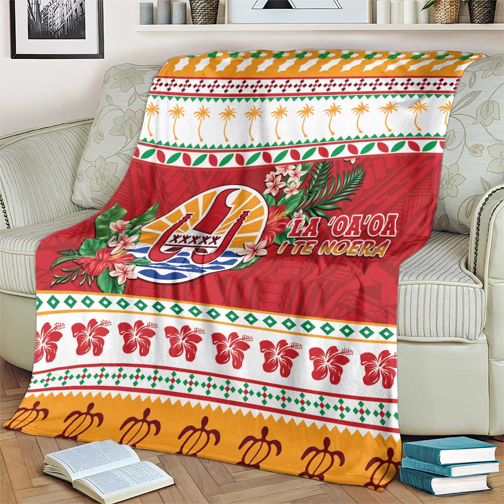 French Polynesia Christmas Blanket Coat Of Arms Merry Xmas LT05 - Polynesian Pride