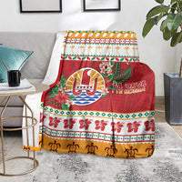 French Polynesia Christmas Blanket Coat Of Arms Merry Xmas LT05 - Polynesian Pride