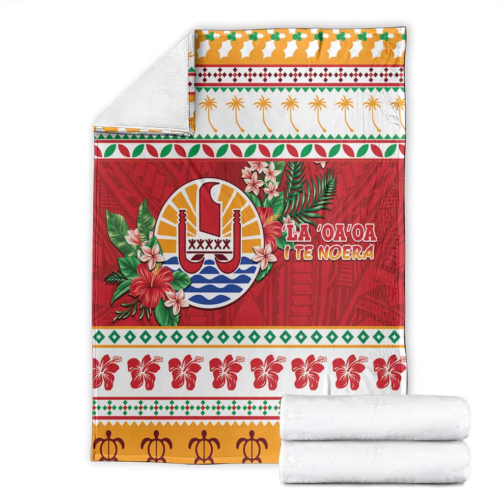French Polynesia Christmas Blanket Coat Of Arms Merry Xmas LT05 - Polynesian Pride
