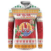 French Polynesia Christmas Button Sweatshirt Coat Of Arms Merry Xmas LT05 Red - Polynesian Pride