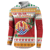 French Polynesia Christmas Button Sweatshirt Coat Of Arms Merry Xmas LT05 - Polynesian Pride
