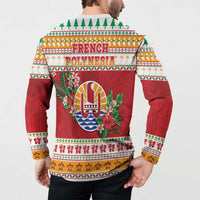 French Polynesia Christmas Button Sweatshirt Coat Of Arms Merry Xmas LT05 - Polynesian Pride