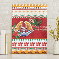 French Polynesia Christmas Canvas Wall Art Coat Of Arms Merry Xmas LT05 Without Frame Red - Polynesian Pride