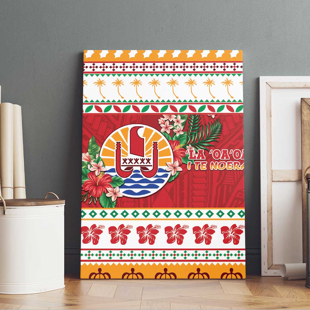 French Polynesia Christmas Canvas Wall Art Coat Of Arms Merry Xmas LT05 - Polynesian Pride
