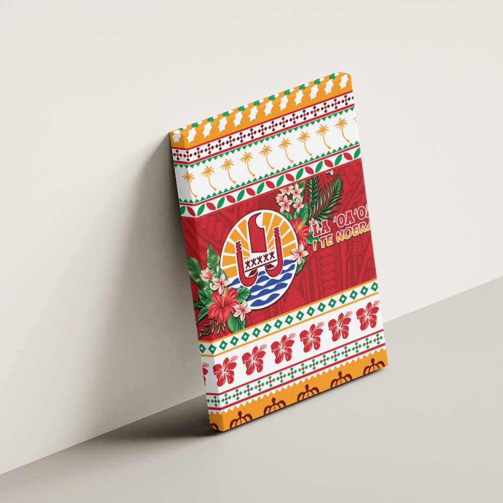French Polynesia Christmas Canvas Wall Art Coat Of Arms Merry Xmas LT05 - Polynesian Pride