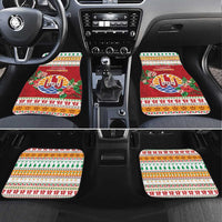 French Polynesia Christmas Car Mats Coat Of Arms Merry Xmas LT05 Set 4pcs Red - Polynesian Pride