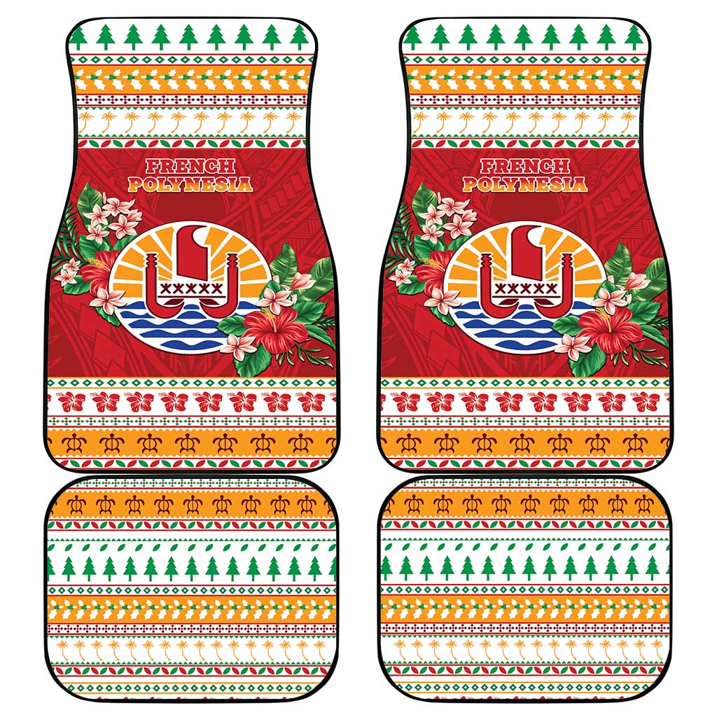 French Polynesia Christmas Car Mats Coat Of Arms Merry Xmas LT05 - Polynesian Pride