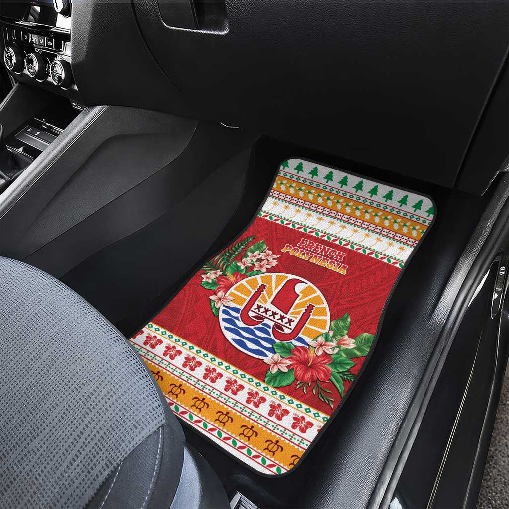 French Polynesia Christmas Car Mats Coat Of Arms Merry Xmas LT05 - Polynesian Pride