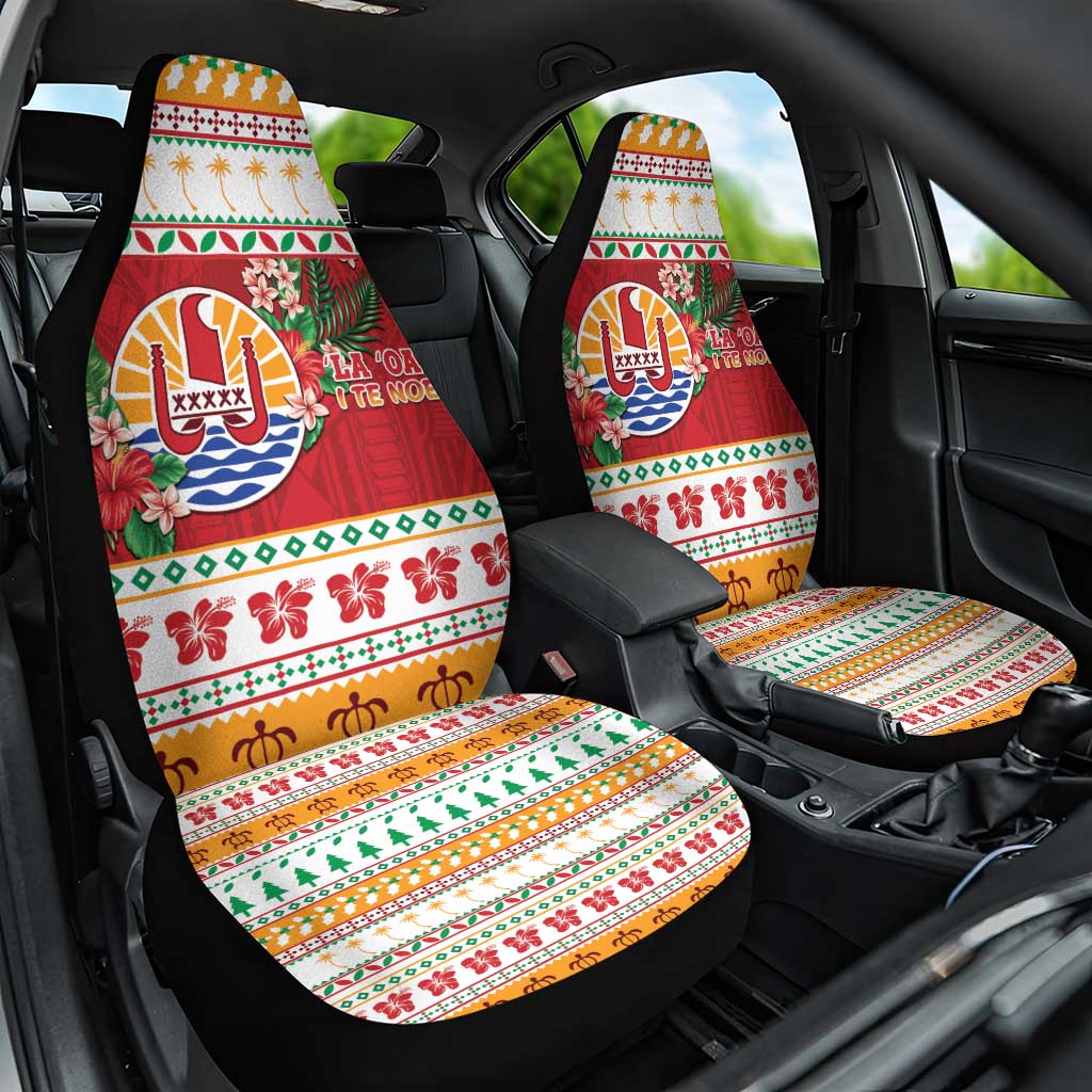 French Polynesia Christmas Car Seat Cover Coat Of Arms Merry Xmas LT05 One Size Red - Polynesian Pride