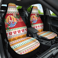 French Polynesia Christmas Car Seat Cover Coat Of Arms Merry Xmas LT05 One Size Red - Polynesian Pride