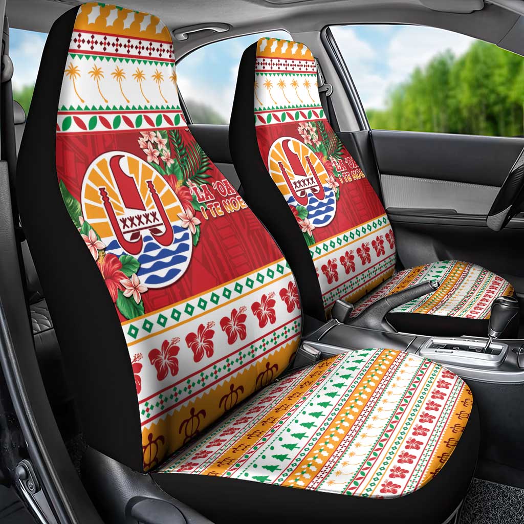 French Polynesia Christmas Car Seat Cover Coat Of Arms Merry Xmas LT05 - Polynesian Pride