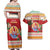 French Polynesia Christmas Couples Matching Off Shoulder Maxi Dress and Hawaiian Shirt Coat Of Arms Merry Xmas