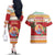 French Polynesia Christmas Couples Matching Off The Shoulder Long Sleeve Dress and Hawaiian Shirt Coat Of Arms Merry Xmas