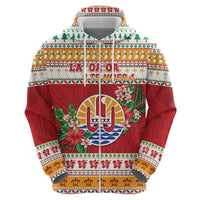 French Polynesia Christmas Hoodie Coat Of Arms Merry Xmas LT05 - Polynesian Pride