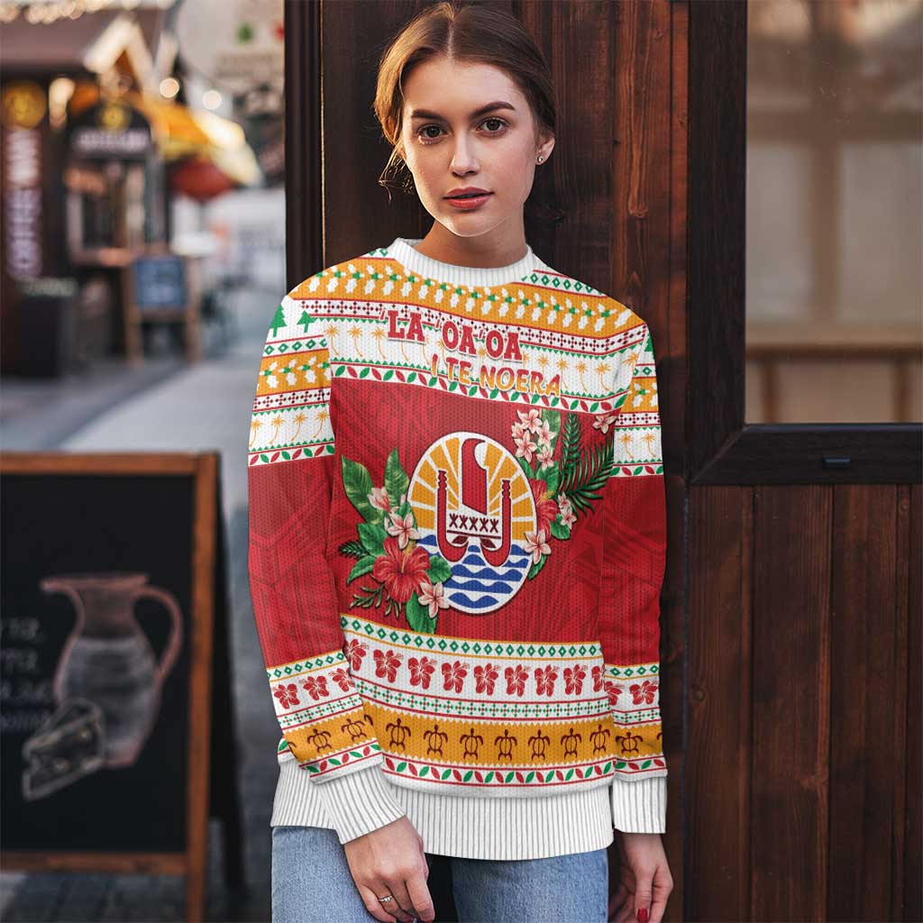 French Polynesia Christmas Ugly Christmas Sweater Coat Of Arms Merry Xmas LT05 - Polynesian Pride