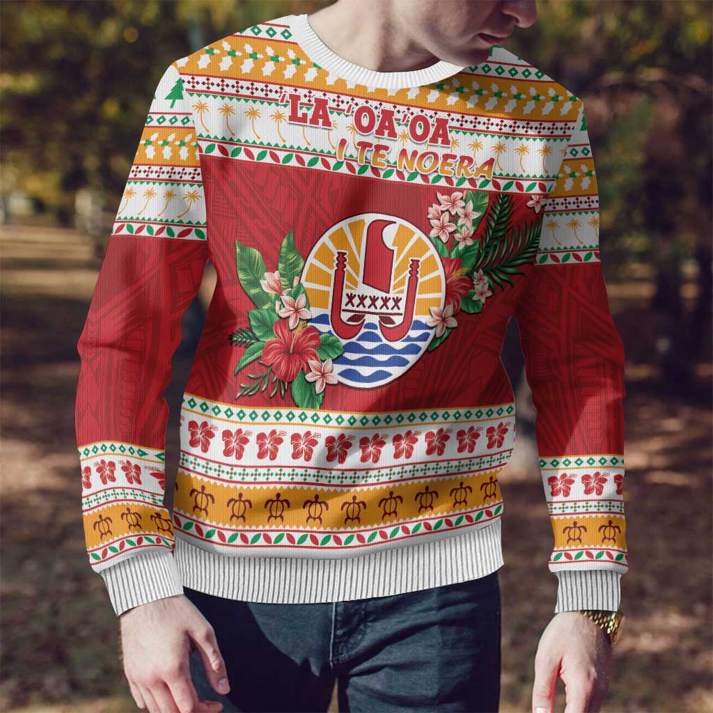 French Polynesia Christmas Ugly Christmas Sweater Coat Of Arms Merry Xmas LT05 - Polynesian Pride
