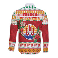 French Polynesia Christmas Long Sleeve Button Shirt Coat Of Arms Merry Xmas LT05 - Polynesian Pride