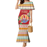 French Polynesia Christmas Mermaid Dress Coat Of Arms Merry Xmas LT05 Women Red - Polynesian Pride