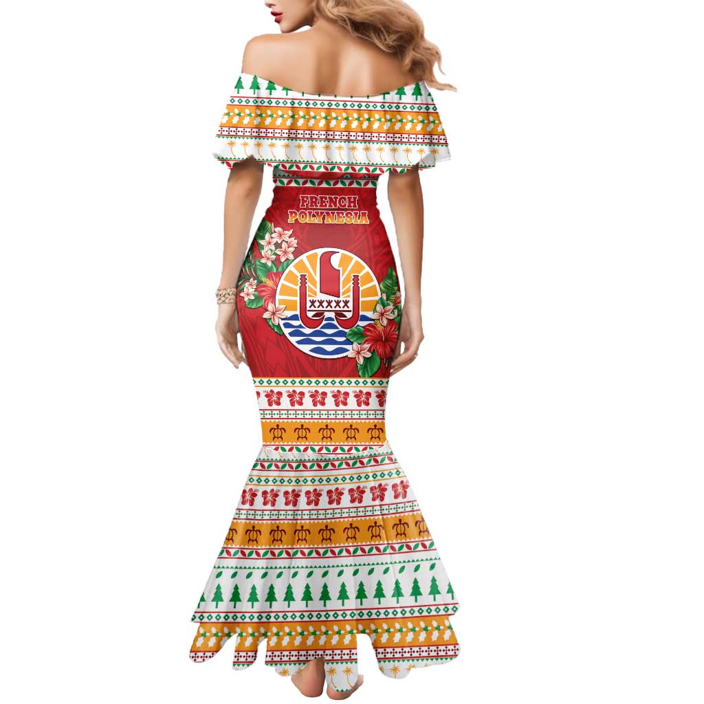 French Polynesia Christmas Mermaid Dress Coat Of Arms Merry Xmas LT05 - Polynesian Pride