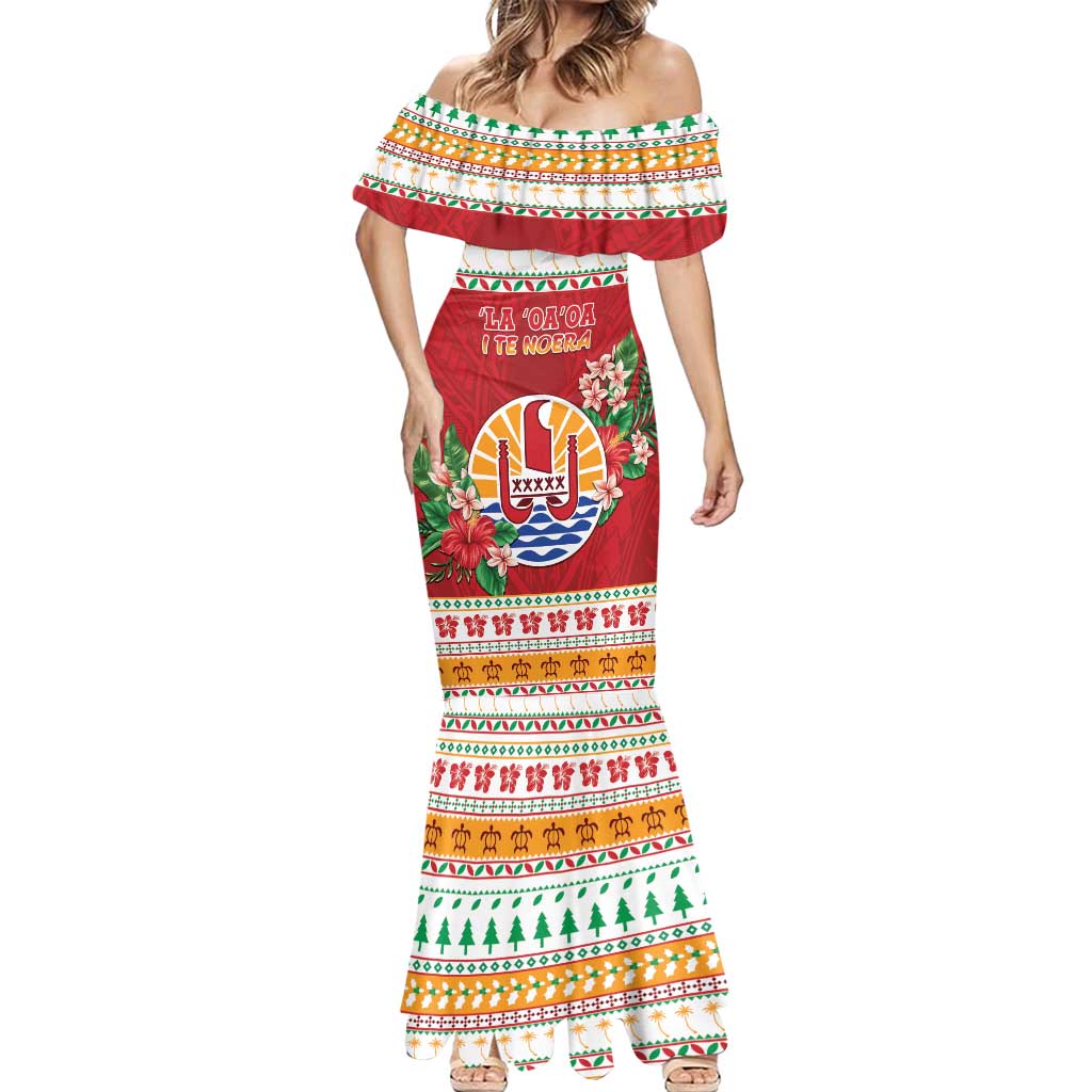 French Polynesia Christmas Mermaid Dress Coat Of Arms Merry Xmas LT05 - Polynesian Pride