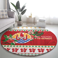 French Polynesia Christmas Round Carpet Coat Of Arms Merry Xmas LT05 - Polynesian Pride