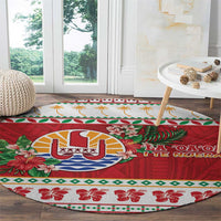French Polynesia Christmas Round Carpet Coat Of Arms Merry Xmas LT05 - Polynesian Pride
