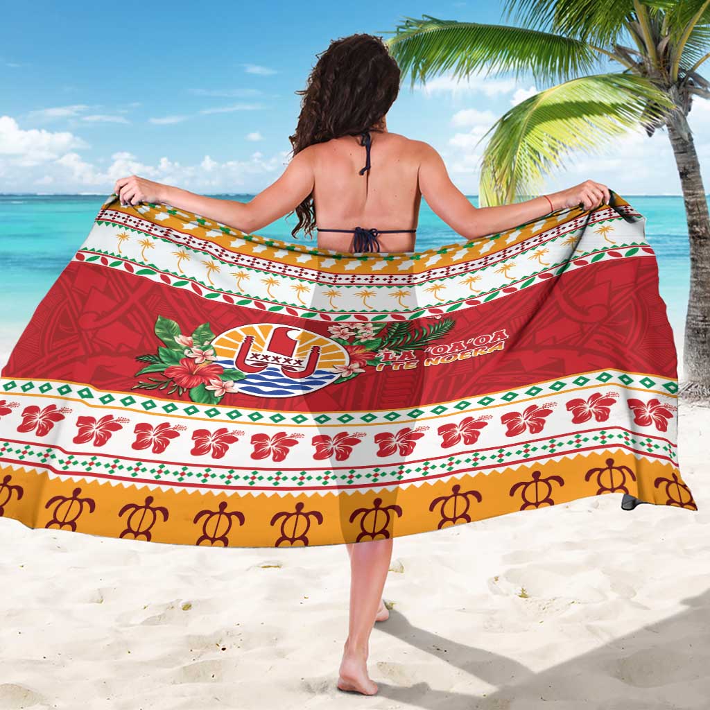 French Polynesia Christmas Sarong Coat Of Arms Merry Xmas LT05 - Polynesian Pride