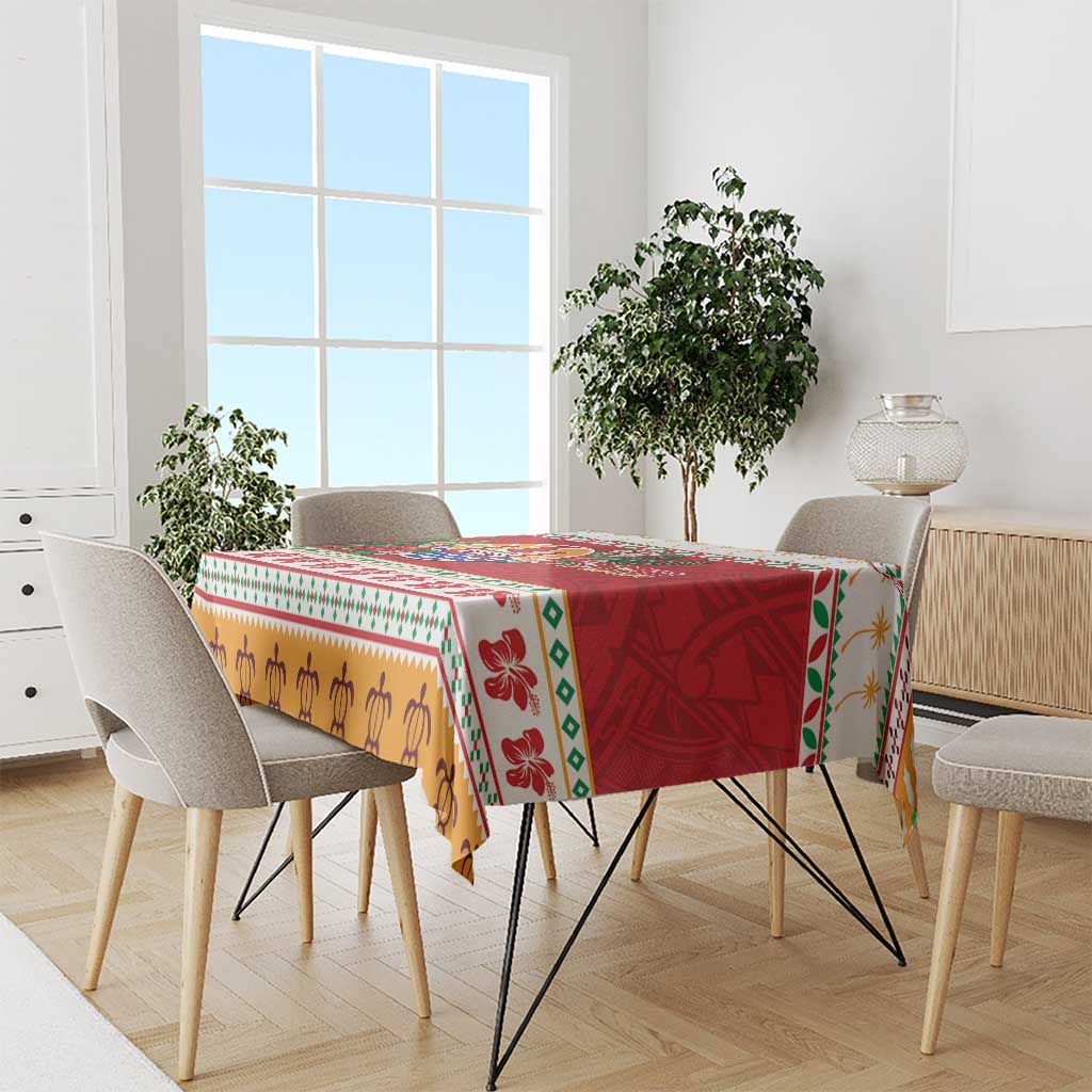 French Polynesia Christmas Tablecloth Coat Of Arms Merry Xmas LT05 - Polynesian Pride