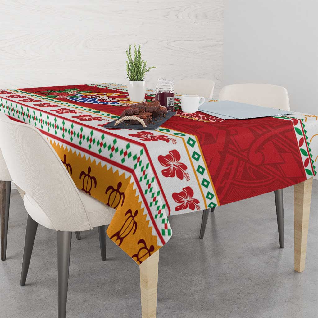 French Polynesia Christmas Tablecloth Coat Of Arms Merry Xmas LT05 - Polynesian Pride