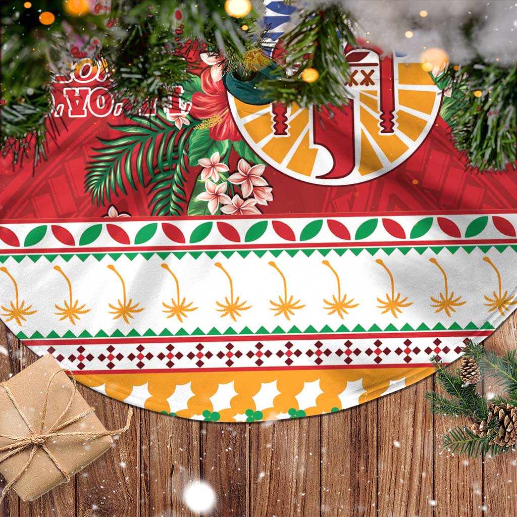 French Polynesia Christmas Tree Skirt Coat Of Arms Merry Xmas LT05 - Polynesian Pride
