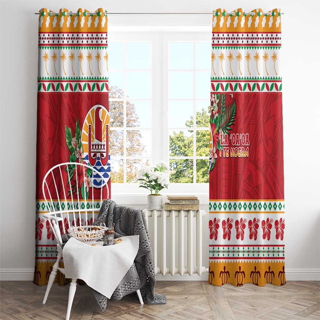 French Polynesia Christmas Window Curtain Coat Of Arms Merry Xmas LT05 - Polynesian Pride