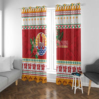 French Polynesia Christmas Window Curtain Coat Of Arms Merry Xmas LT05 With Grommets Red - Polynesian Pride