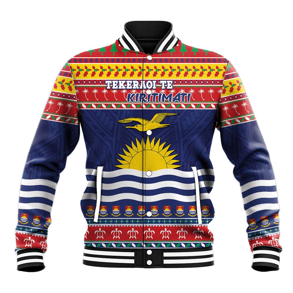 Kiribati Christmas Baseball Jacket Coat Of Arms Tekeraoi Te Kiritimati