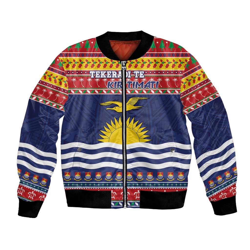 Kiribati Christmas Bomber Jacket Coat Of Arms Tekeraoi Te Kiritimati LT05 Unisex Red - Polynesian Pride