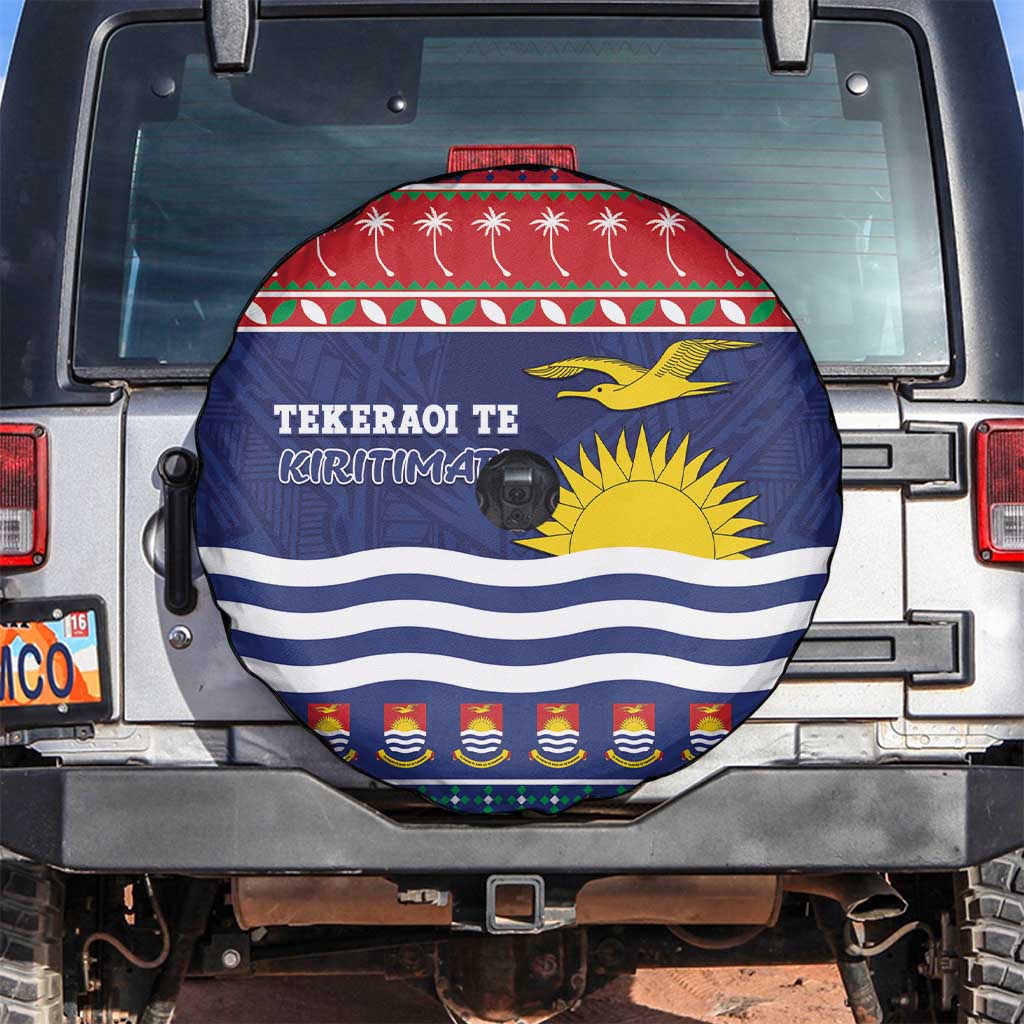 Kiribati Christmas Spare Tire Cover Coat Of Arms Tekeraoi Te Kiritimati LT05 Red - Polynesian Pride