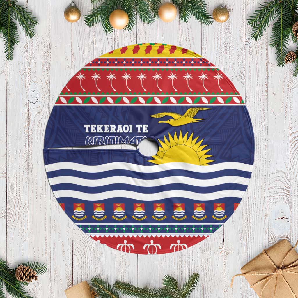 Kiribati Christmas Tree Skirt Coat Of Arms Tekeraoi Te Kiritimati LT05 Casual Red - Polynesian Pride