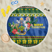 Solomon Islands Christmas Beach Blanket Coat Of Arms Merry Xmas LT05 One Size 150cm Green - Polynesian Pride
