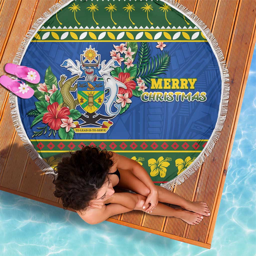 Solomon Islands Christmas Beach Blanket Coat Of Arms Merry Xmas LT05 - Polynesian Pride