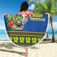 Solomon Islands Christmas Beach Blanket Coat Of Arms Merry Xmas LT05 - Polynesian Pride