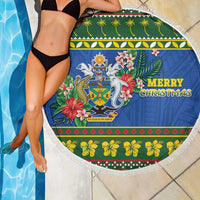Solomon Islands Christmas Beach Blanket Coat Of Arms Merry Xmas LT05 - Polynesian Pride