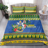Solomon Islands Christmas Bedding Set Coat Of Arms Merry Xmas LT05 - Polynesian Pride
