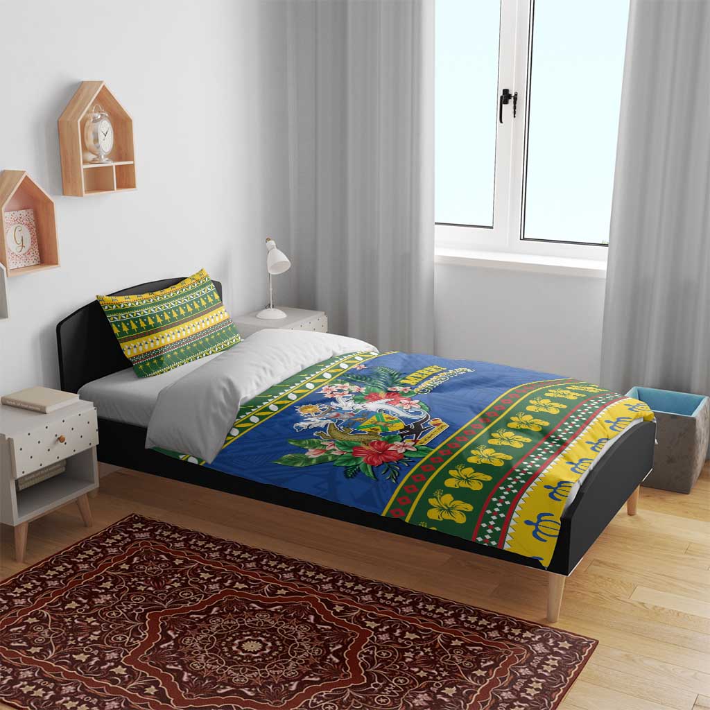 Solomon Islands Christmas Bedding Set Coat Of Arms Merry Xmas LT05 - Polynesian Pride