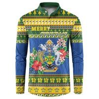 Solomon Islands Christmas Button Sweatshirt Coat Of Arms Merry Xmas LT05 Green - Polynesian Pride