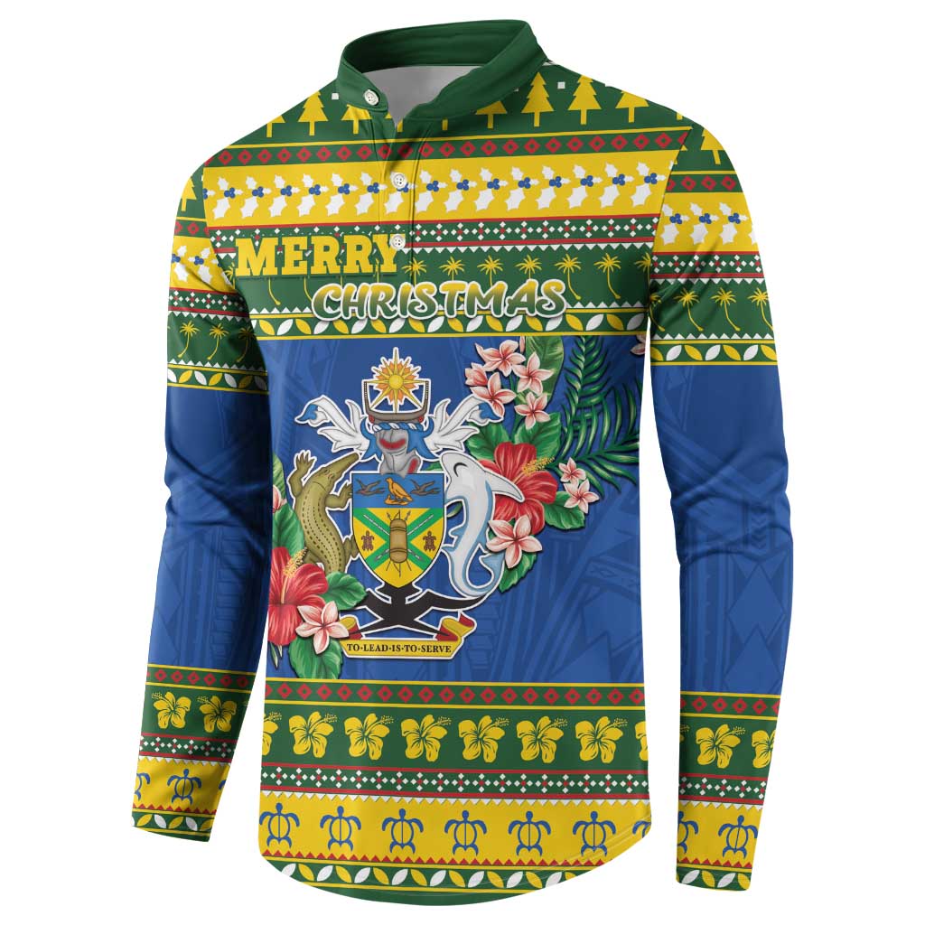 Solomon Islands Christmas Button Sweatshirt Coat Of Arms Merry Xmas LT05 - Polynesian Pride