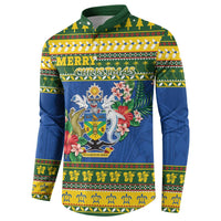 Solomon Islands Christmas Button Sweatshirt Coat Of Arms Merry Xmas LT05 - Polynesian Pride