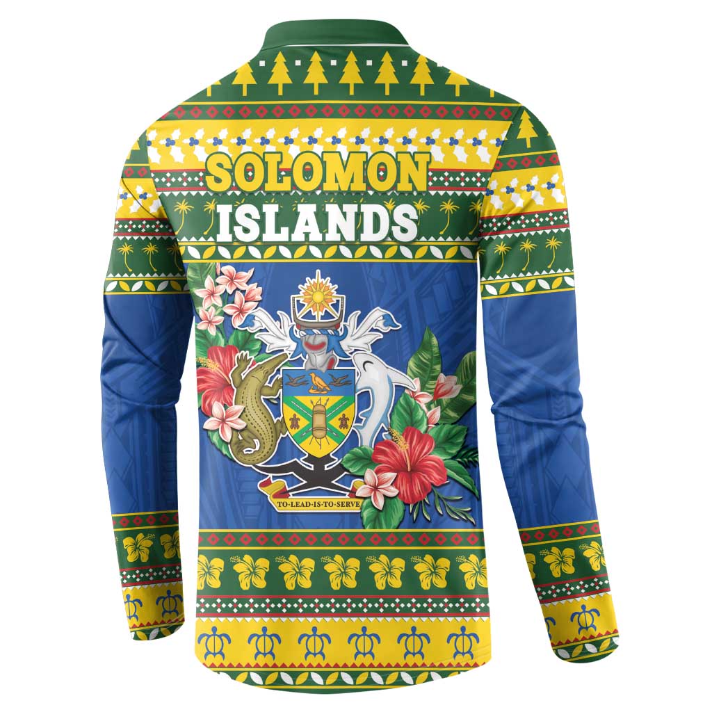 Solomon Islands Christmas Button Sweatshirt Coat Of Arms Merry Xmas LT05 - Polynesian Pride